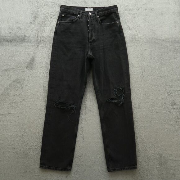 AGOLDE Jeans Women's Size 25 Gray High-Rise 90's Straight 29" Inseam Distressed - Picture 1 of 16